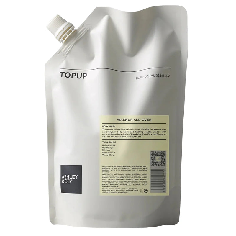 Ashley & Co Topup Washup All-Over Body Wash - Tui & Kahili 1 Litre