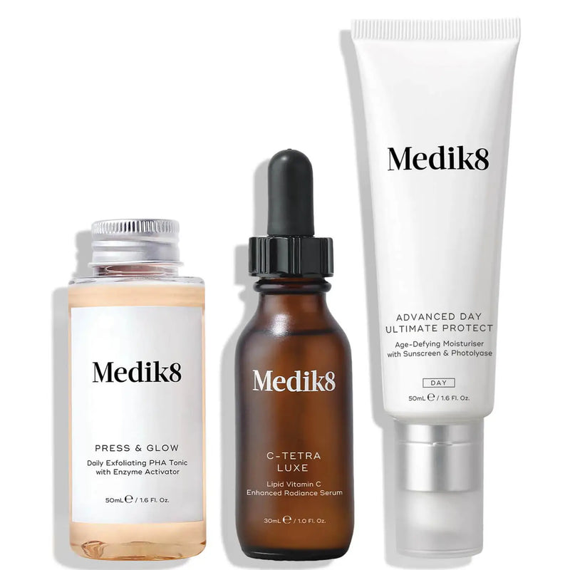 Medik8 All Day Glow Collection (C-Tetra Luxe + Press and Glow + Advanced Day Ultimate Protect SPF50)