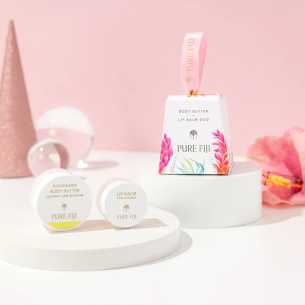 Pure Fiji Body Butter & Lip Balm Duo Hanging Ornament (Coconut Scented)