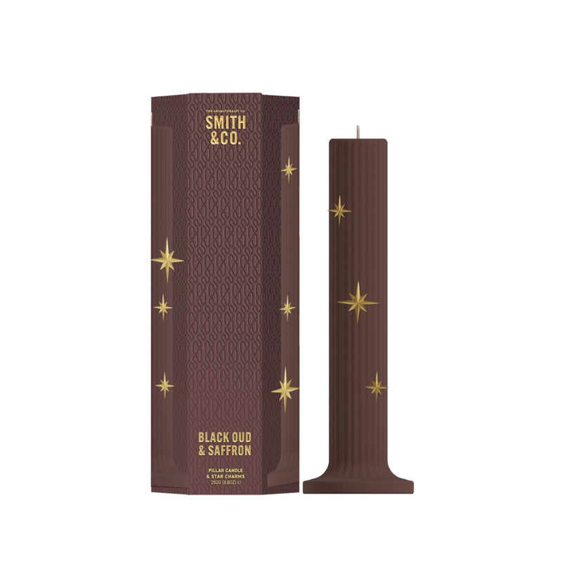Smith & Co. Limited Edition Festive Pillar Candle 250g - Black Oud & Saffron