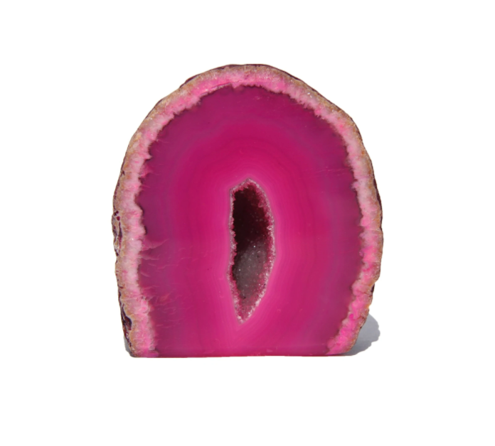 Pink Agate Geode Cut Base